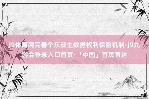 J9体育网完善个东谈主数据权利保险机制-J9九游会登录入口首页·「中国」首页直达