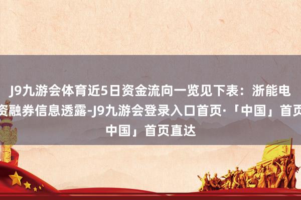 J9九游会体育近5日资金流向一览见下表：浙能电力融资融券信息透露-J9九游会登录入口首页·「中国」首页直达